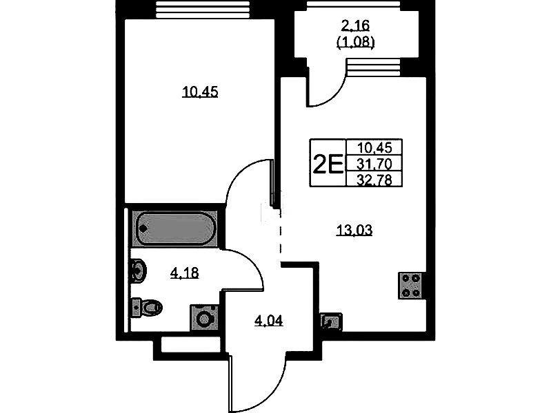 1-комнатная квартира 32.78 м², 8/9 эт., ЖК «GloraX Новоселье»
